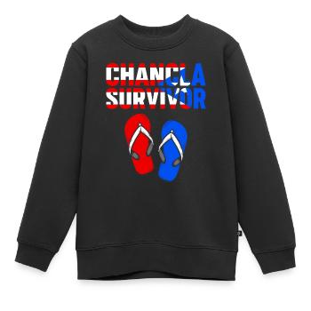 Chancla Survivant La Chancla Portoricain - Sweat Premium enfant bio - noir - Devant - AI Model Kid Female (0cm)