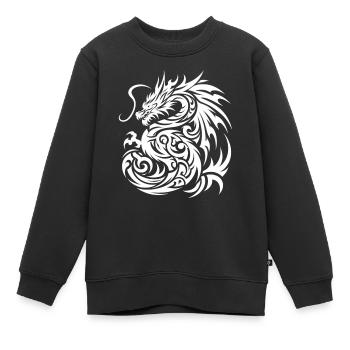 Dragon Tribal Tattoo Kunstvolles Design - Kinder Premium Organic Sweatshirt - Schwarz - Vorne - AI Model Kid Female (0cm)