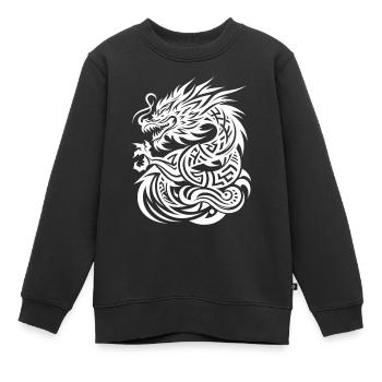 Dragon Tribal Tattoo Elegantes künstlerisches Design - Kinder Premium Organic Sweatshirt - Schwarz - Vorne - AI Model Kid Female (0cm)