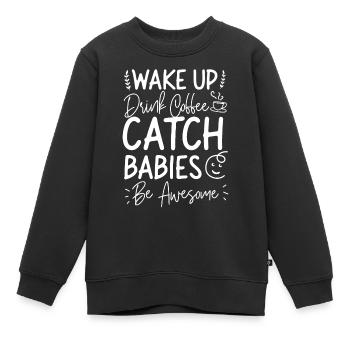 LD Infirmière du travail et de l’accouchement - Sweat Premium enfant bio - noir - Devant - AI Model Kid Female (0cm)