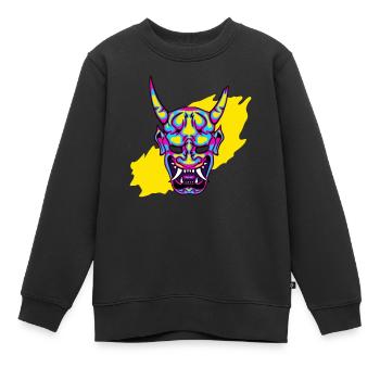 Hannya Neon démon Cool Japon Art - Sweat Premium enfant bio - noir - Devant - AI Model Kid Female (0cm)