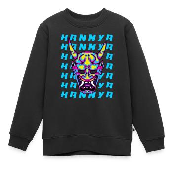 Hannya Maske Neon Dämon Japan Kunst - Kinder Premium Organic Sweatshirt - Schwarz - Vorne - AI Model Kid Female (0cm)