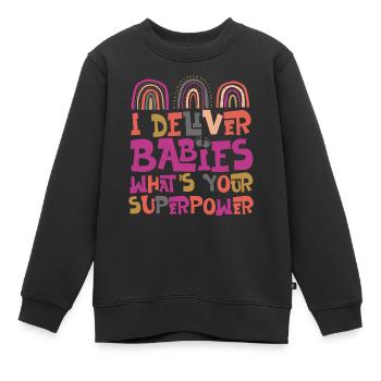 Infirmière spécialisée dans le travail et l’accouchement - Sweat Premium enfant bio - noir - Devant - AI Model Kid Female (0cm)