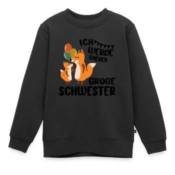 Bald Wieder Große Schwester Verkünden Tiere Design - Kinder Premium Organic Sweatshirt - Schwarz - Vorne - AI Model Kid Female (0cm)