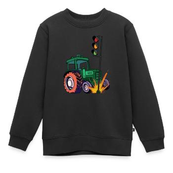 Die Ampel muss weg! Traktor rammt Ampel - Kinder Premium Organic Sweatshirt - Schwarz - Vorne - AI Model Kid Female (0cm)