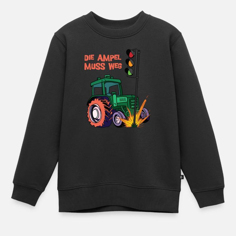 Die Ampel muss weg! Traktor rammt Ampel - Kinder Premium Organic Sweatshirt - Schwarz
