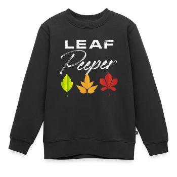 Leaf Peeper Fall Season Peeping Leaves - Kinder Premium Organic Sweatshirt - Schwarz - Vorne - AI Model Kid Female (0cm)