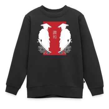 Samurai Duell Spiegelung Kampf Ästhetik - Kinder Premium Organic Sweatshirt - Schwarz - Vorne - AI Model Kid Female (0cm)