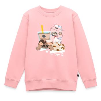 Biscuits et lait - Sweat Premium enfant bio - rose - Devant - AI Model Kid Female (0cm)