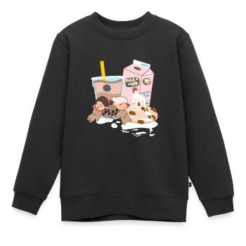Biscuits et lait - Sweat Premium enfant bio - noir - Devant - AI Model Kid Female (0cm)