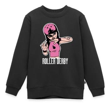Roller Derby Skater Girl Rollers en ligne - Sweat Premium enfant bio - noir - Devant - AI Model Kid Female (0cm)