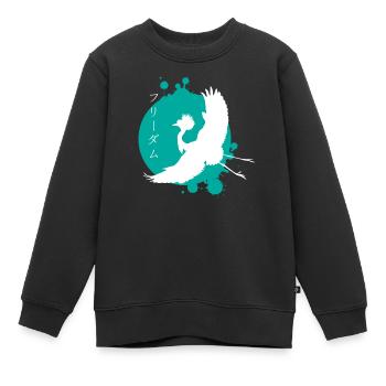 Dynamique de la grue et art des personnages - Sweat Premium enfant bio - noir - Devant - AI Model Kid Female (0cm)
