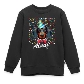 Dackel feiert Karneval mit Konfetti Köln Alaaf Wau - Kinder Premium Organic Sweatshirt - Schwarz - Vorne - AI Model Kid Female (0cm)