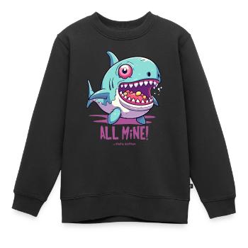 Ich esse alle Süßigkeiten, der "Alles-meins"-Hai - Kinder Premium Organic Sweatshirt - Schwarz - Vorne - AI Model Kid Female (0cm)