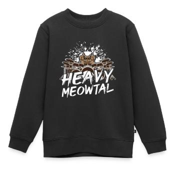 Heavy Meowtal Katze Heavy Metal Rock Headbanger Ca - Kinder Premium Organic Sweatshirt - Schwarz - Vorne - AI Model Kid Female (0cm)
