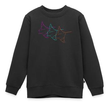Trio Manta Rays Neonkontur - Kinder Premium Organic Sweatshirt - Schwarz - Vorne - AI Model Kid Female (0cm)