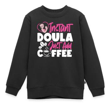 Doula Birth Worker Coffee Instant - Kinder Premium Organic Sweatshirt - Schwarz - Vorne - AI Model Kid Female (0cm)