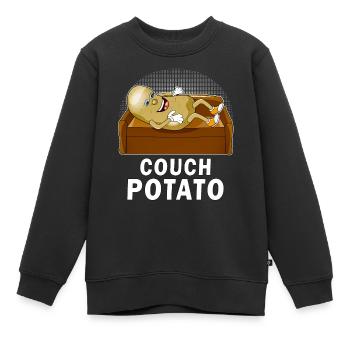 COUCH POTATO - Kinder Premium Organic Sweatshirt - Schwarz - Vorne - AI Model Kid Female (0cm)