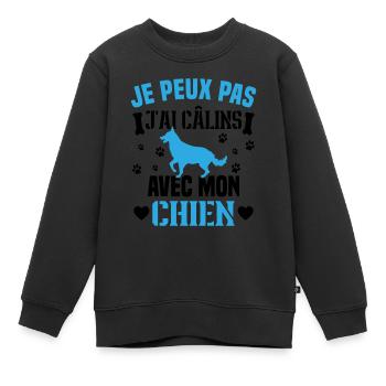 Ich kann nicht mit meinem Hund kuscheln - Kinder Premium Organic Sweatshirt - Schwarz - Vorne - AI Model Kid Female (0cm)