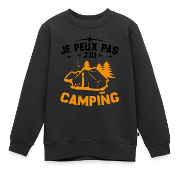 Ich kann nicht campen - Kinder Premium Organic Sweatshirt - Schwarz - Vorne - AI Model Kid Female (0cm)