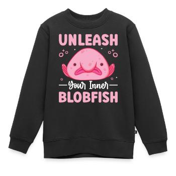 Drôle de créature marine - Sweat Premium enfant bio - noir - Devant - AI Model Kid Female (0cm)