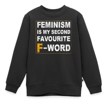 Feminismus ist mein zweitliebstes F-Wort - Kinder Premium Organic Sweatshirt - Schwarz - Vorne - AI Model Kid Female (0cm)