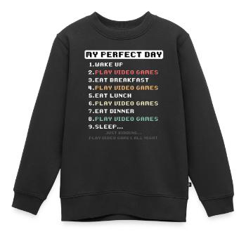 Perfect Day Gaming Bekleidung - Vintage Gamer für - Kinder Premium Organic Sweatshirt - Schwarz - Vorne - AI Model Kid Female (0cm)