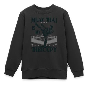 Muay Thai Boxing, Thai Boxer, Thai Boxing - Kinder Premium Organic Sweatshirt - Schwarz - Vorne - AI Model Kid Female (0cm)