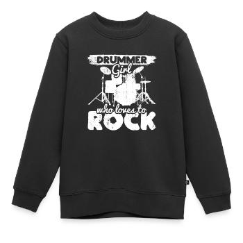 Schlagzeugerin die Rockmusik liebt - Kinder Premium Organic Sweatshirt - Schwarz - Vorne - AI Model Kid Female (0cm)