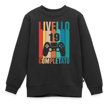 Niveau 19 - Sweat Premium enfant bio - noir - Devant - AI Model Kid Female (0cm)
