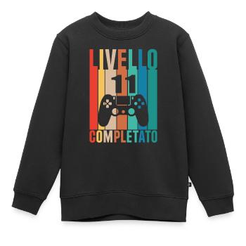 Niveau 11 - Sweat Premium enfant bio - noir - Devant - AI Model Kid Female (0cm)