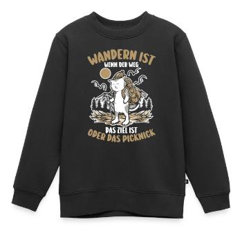 Wanderer Katze Bergwandern Bergklettern Wandern - Kinder Premium Organic Sweatshirt - Schwarz - Vorne - AI Model Kid Female (0cm)