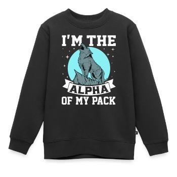 Drôle de loup mâle alpha - Sweat Premium enfant bio - noir - Devant - AI Model Kid Female (0cm)