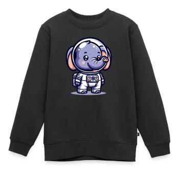 Cute Elephant Astronaut - Kinder Premium Organic Sweatshirt - Schwarz - Vorne - AI Model Kid Female (0cm)