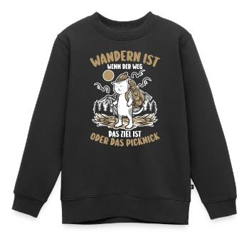 Wanderer Katze Bergwandern Bergklettern Wandern - Kinder Premium Organic Sweatshirt - Schwarz - Vorne - AI Model Kid Female (0cm)