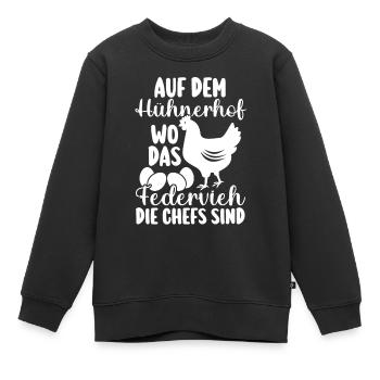 Huhn Bauer Bauernhof Küken Landwirt Hühner - Kinder Premium Organic Sweatshirt - Schwarz - Vorne - AI Model Kid Female (0cm)