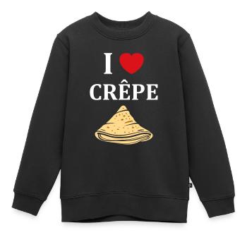 Crêpes Bretagne humour crêpe - Sweat Premium enfant bio - noir - Devant - AI Model Kid Female (0cm)