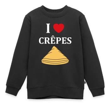 Crêpes Bretagne humour crêpe - Sweat Premium enfant bio - noir - Devant - AI Model Kid Female (0cm)