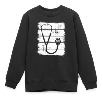 Stethoskop Skizze - Kinder Premium Organic Sweatshirt - Schwarz - Vorne - AI Model Kid Female (0cm)