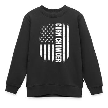 Soupe de maïs américaine - Sweat Premium enfant bio - noir - Devant - AI Model Kid Female (0cm)