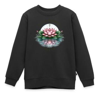 Inner Harmony Lotus - Heiteres Wasser- und Blumendesign - Kinder Premium Organic Sweatshirt - Schwarz - Vorne - AI Model Kid Female (0cm)