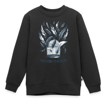 Freedom Feathers: Auf dem Weg zur Befreiung - Kinder Premium Organic Sweatshirt - Schwarz - Vorne - AI Model Kid Female (0cm)