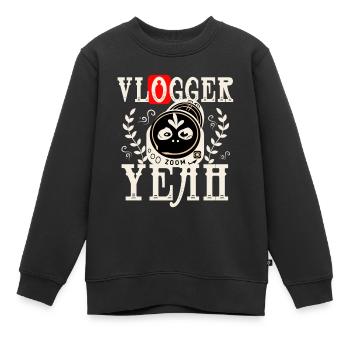 Vlogger - Kinder Premium Organic Sweatshirt - Schwarz - Vorne - AI Model Kid Female (0cm)