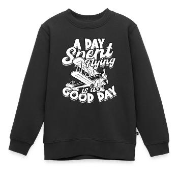 Maquette d’avion Maquette d’avion - Sweat Premium enfant bio - noir - Devant - AI Model Kid Female (0cm)