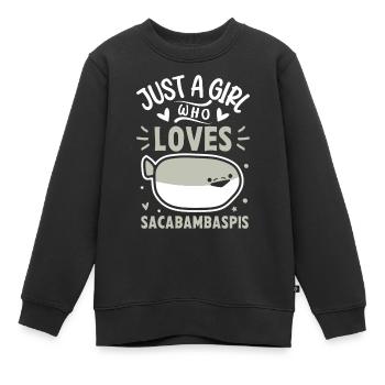 Poisson Meme - Sweat Premium enfant bio - noir - Devant - AI Model Kid Female (0cm)