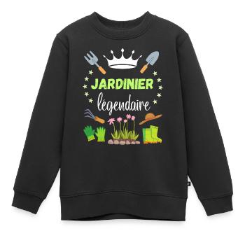Jardinier Légendaire Cadeau Retraite Campagne - Sweat Premium enfant bio - noir - Devant - AI Model Kid Female (0cm)