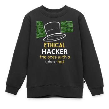 Ethical Hacker White Hat - Sweat Premium enfant bio - noir - Devant - AI Model Kid Female (0cm)