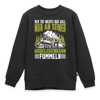 Modelleisenbahn Eisenbahn Geschenkidee - Kinder Premium Organic Sweatshirt - Schwarz - Vorne - AI Model Kid Female (0cm)