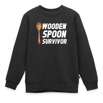 Cuillère en bois survivant parentalité grands-parents - Sweat Premium enfant bio - noir - Devant - AI Model Kid Female (0cm)