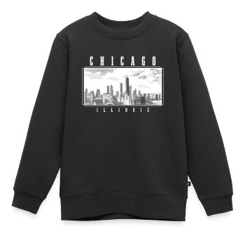 Chicago, Illinois - Kinder Premium Organic Sweatshirt - Schwarz - Vorne - AI Model Kid Female (0cm)